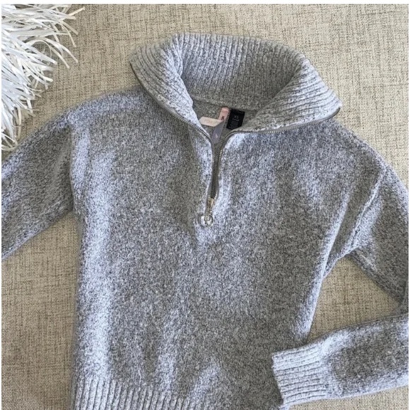 πͺ HM high neck collar light grey half zip pull over zip up long sleeve sweater - Picture 4 of 6